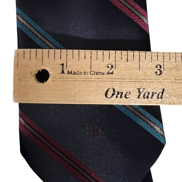 Christian Dior Men's Blue Striped Silk Blend Necktie - Picture 4 of 9